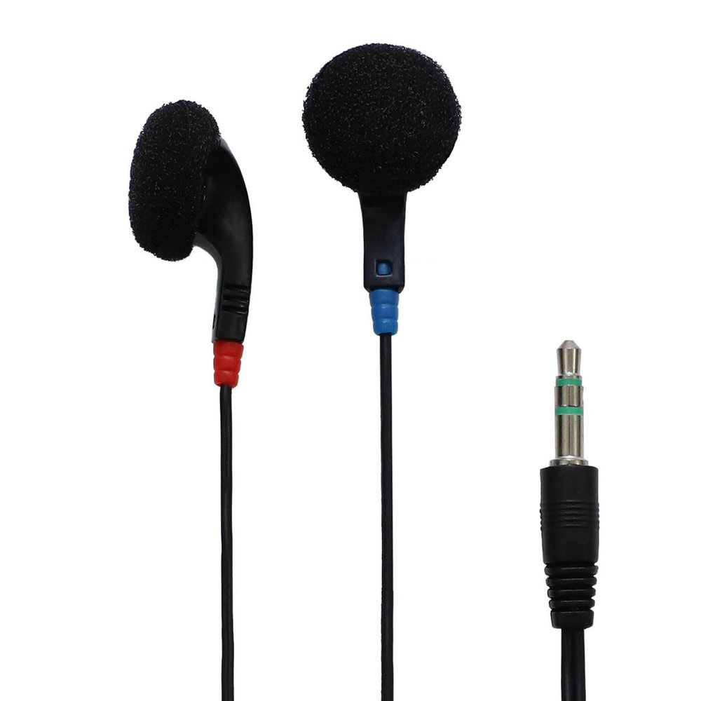 Avid Products JS-75 Earbuds/Earphones | Stereo Black Disposable Earbuds with 3.5mm Plug (100 Pack)