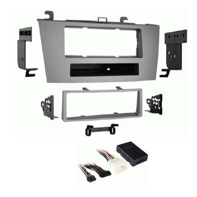 Single DIN Car Stereo Installation Kit Compatilble with Camry Solara (Silver) 2004, 2005, 2006, 2007, and 2008 for Factory Amplified Equipped Models