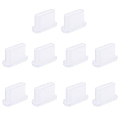 FOCMKEAS Type-C Curved Plug Protective Cover 10 Pcs Anti-Dust Protector Caps, Plug Protector Caps for Type-C Curved Female Ports and Computers Transparent PE