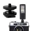 1/4 Hot Shoe Mount Phone Holder Double Nut Cold Shoe Adapter Bracket 1/4 Tripod Screw to Flashes Hot Shoe Adapter for Camera view 2
