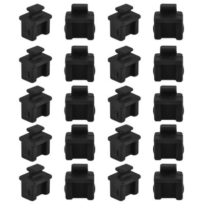 FOCMKEAS SFP-B Plug Protective Cover 20 Pcs Anti-Dust Protector Caps, Plug Protector Caps for SFP-B Female Ports and Computers Black Silica Gel