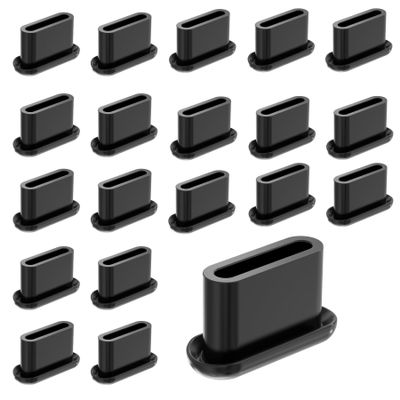 FOCMKEAS Type-C Curved Plug Protective Cover 20 Pcs Anti-Dust Protector Caps, Plug Protector Caps for Type-C Curved Female Ports and Computers Black Silica Gel