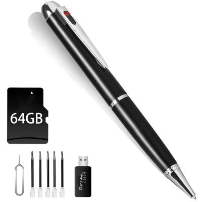 Eagarch 1080P Nanny Camera Pen, 64G Body Camera, Rechargeable Portable Pocket Cam, Security Cameras for Business & Learning