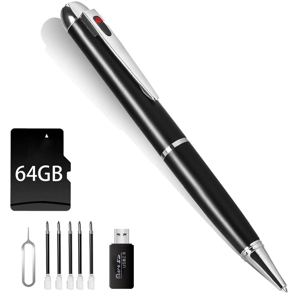 Eagarch 1080P Nanny Camera Pen, 64G Body Camera, Rechargeable Portable Pocket Cam, Security Cameras for Business & Learning