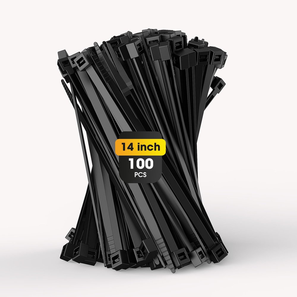 14 Inch Zip Ties Heavy Duty, 100Pack Cable Ties 200 LBS Tensile Strength Wire Ties for Garden, Farm Home and Office