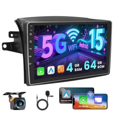 [4+64G] Hikity Android 15 Car Stereo for Toyota Sienna 2004-2010 with Wireless Carplay Android Auto, 9'' IPS Touch Screen Radio Bluetooth Mirror Link GPS WiFi SWC AI DSP/FM/RDS/32EQ Backup Cam+Mic