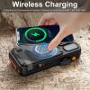 Emergency Radio&22000mAh Solar Power Bank, FM NOAA Weather Radio, Portable Hand Crank Bluetooth Radio, 20W Fast Charge Wireless Phone Charger, SOS Flashlight for Emergency/Home (Orange) view 4