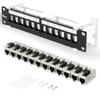 Enmane 12 Port Patch Panel CAT7 Keystone Patch Panel Wall Mount 10 Inch Bracket Included for Cat6, Cat5e, Cat5 Cabling (1U CAT7) view 1