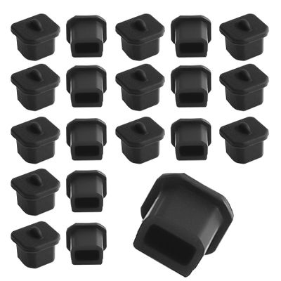 FOCMKEAS USB-B Plug Protective Cover 20 Pcs Anti-Dust Protector Caps, Plug Protector Caps for USB-B Female Ports and Computers Black Silica Gel