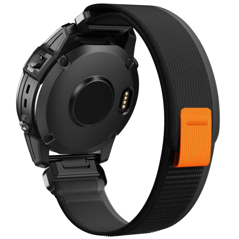 ORKDFJ For Garmin Fenix 7X/6X/5X Band, 26mm Easy Fit Nylon Straps for Garmin Fenix 3/5X Plus/6X Pro/Tactix Delta/Enduro 2 Bands(Black/Grey)