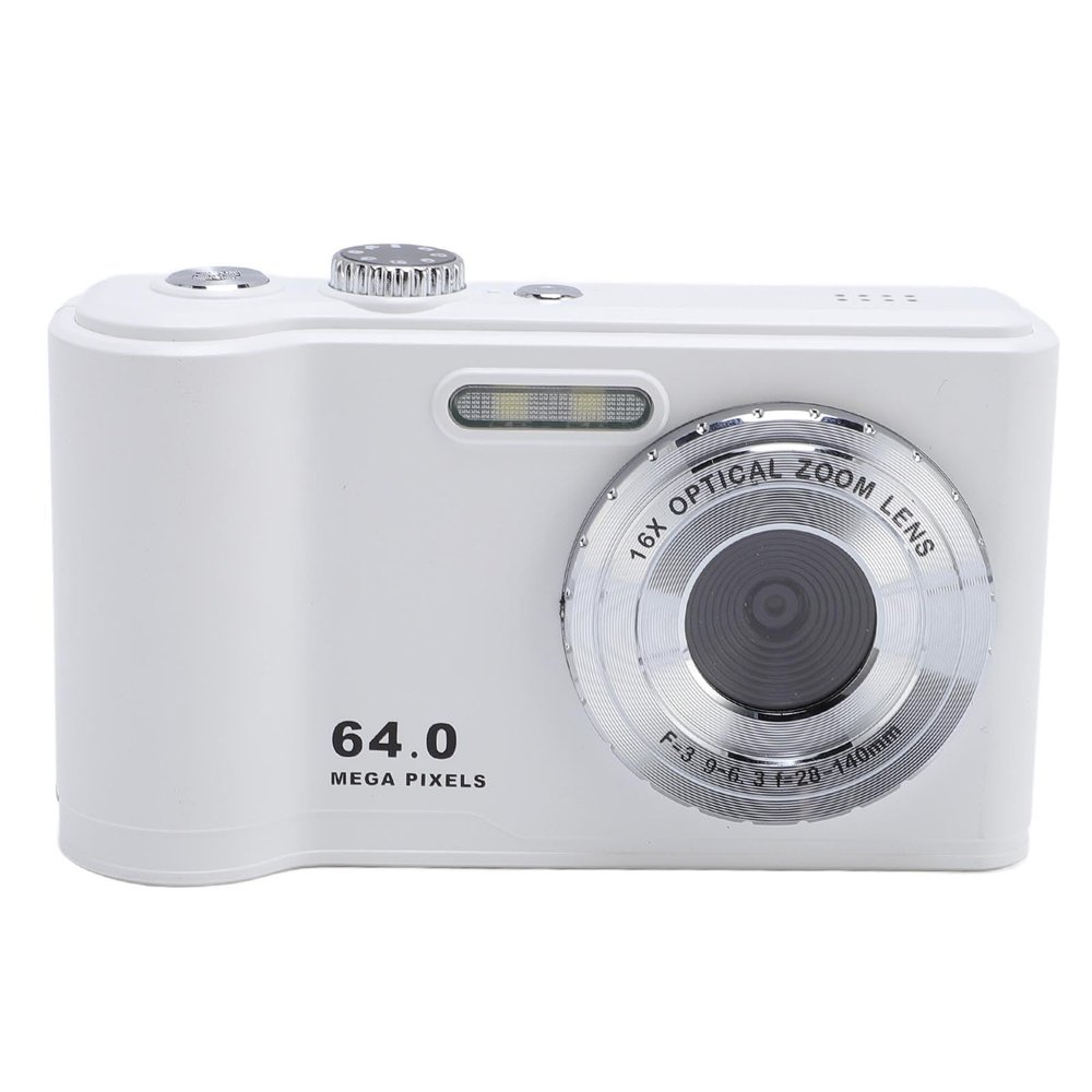 2.8 Inch Digital Camera 64MP Photo 4K Video Recording Student Camera for Travel Graduation Photography (White)
