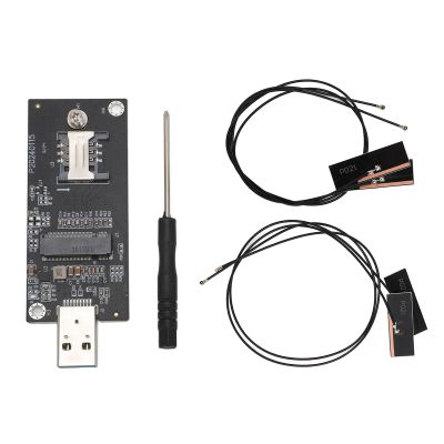 NGFF M.2 KeyB to USB3.0 Adapter, Network Adapter Card with SIM Slot for Win, for Wince, for Linux, for OS X (4 Antennae)