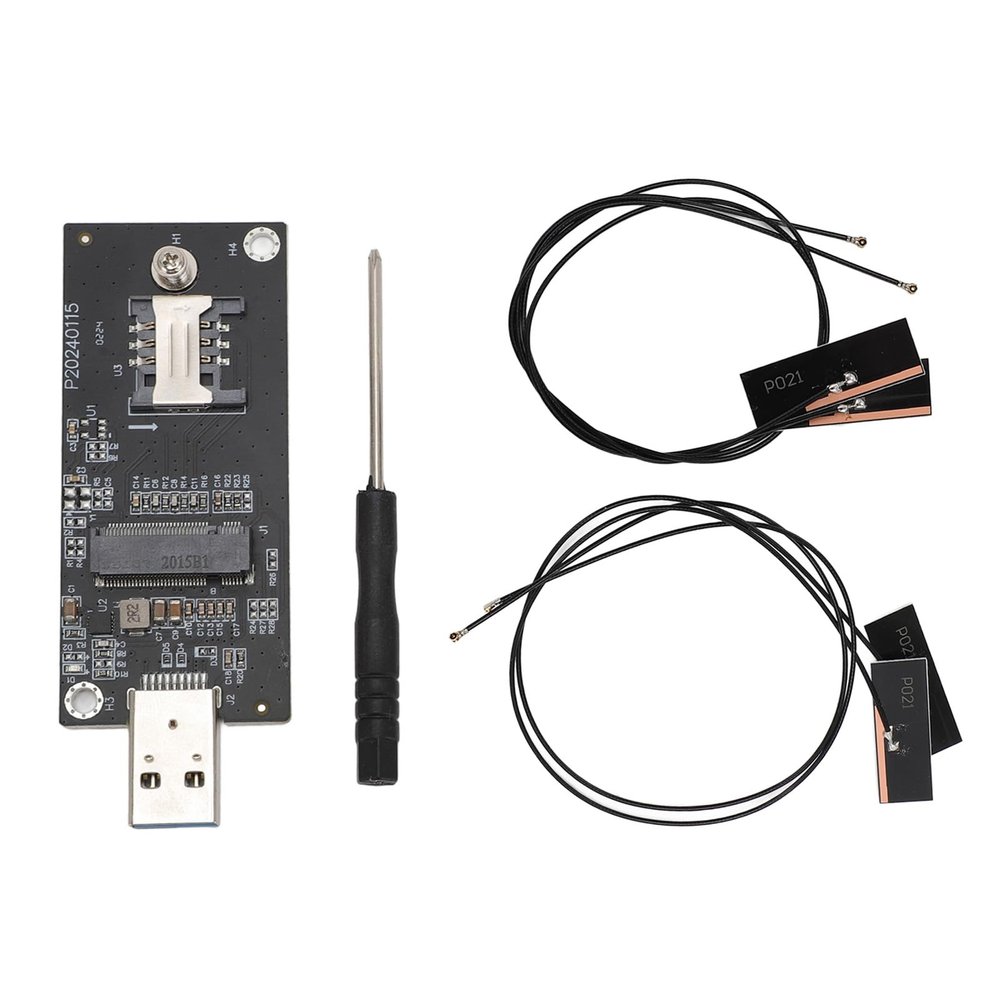 NGFF M.2 KeyB to USB3.0 Adapter, Network Adapter Card with SIM Slot for Win, for Wince, for Linux, for OS X (4 Antennae)