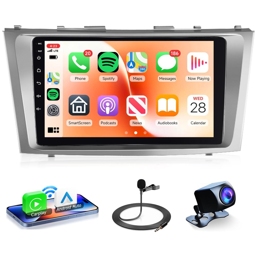 4Core 4G+64G Android 13 Car Stereo Radio for Toyota Camry 2006-2011, Rimoody Wireless Carplay Android Auto GPS Navigation WiFi 9 Inch Touchscreen Bluetooth FM EQ Mirror Link Backup Camera