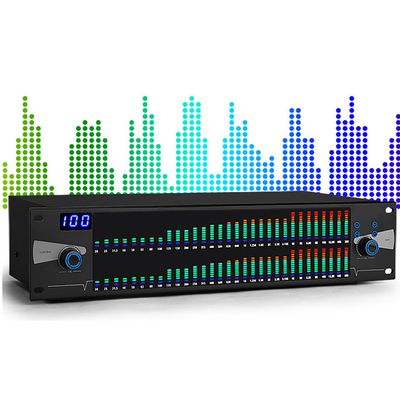 Digital Graphic Equalizer, Dual Channel 31-Band Stereo Equalizer with LED Spectrum Lamp for Home Audio, 10 Preset Effects, Low/Mid/Treble Independent Adjustment