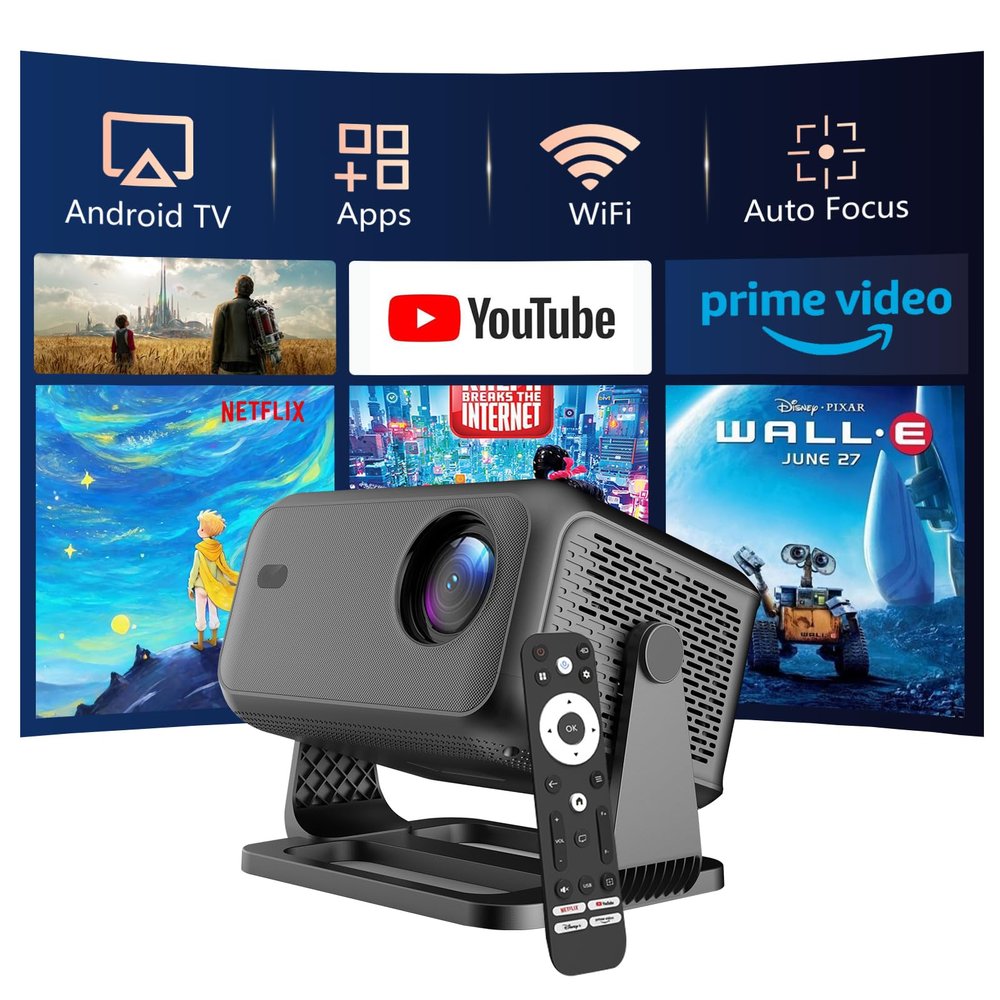 Easyonlife Mini Projector with WiFi 6, 1080P FHD Support, 180 Rotatable Lens, Auto Keystone, HDMI