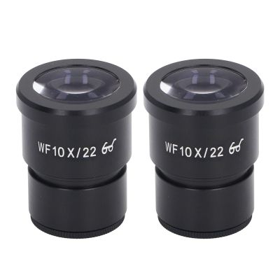 2Pcs 10X Microscope Eyepiece, Aluminum Alloy Wide Angle, 22mm Eye Point, 30mm Mounting Size, High Clarity Optical Lens for Biological Observation