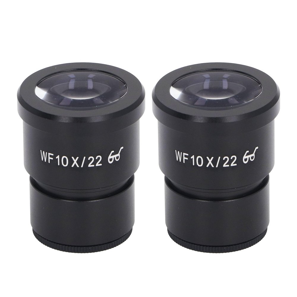 2Pcs 10X Microscope Eyepiece, Aluminum Alloy Wide Angle, 22mm Eye Point, 30mm Mounting Size, High Clarity Optical Lens for Biological Observation
