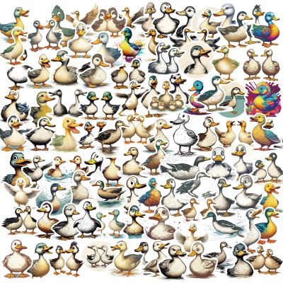 100 Pcs Cute Duck Stickers for Kids Scrapbooking Water Bottles, Duck Stickers Decals Stuff Party Favors