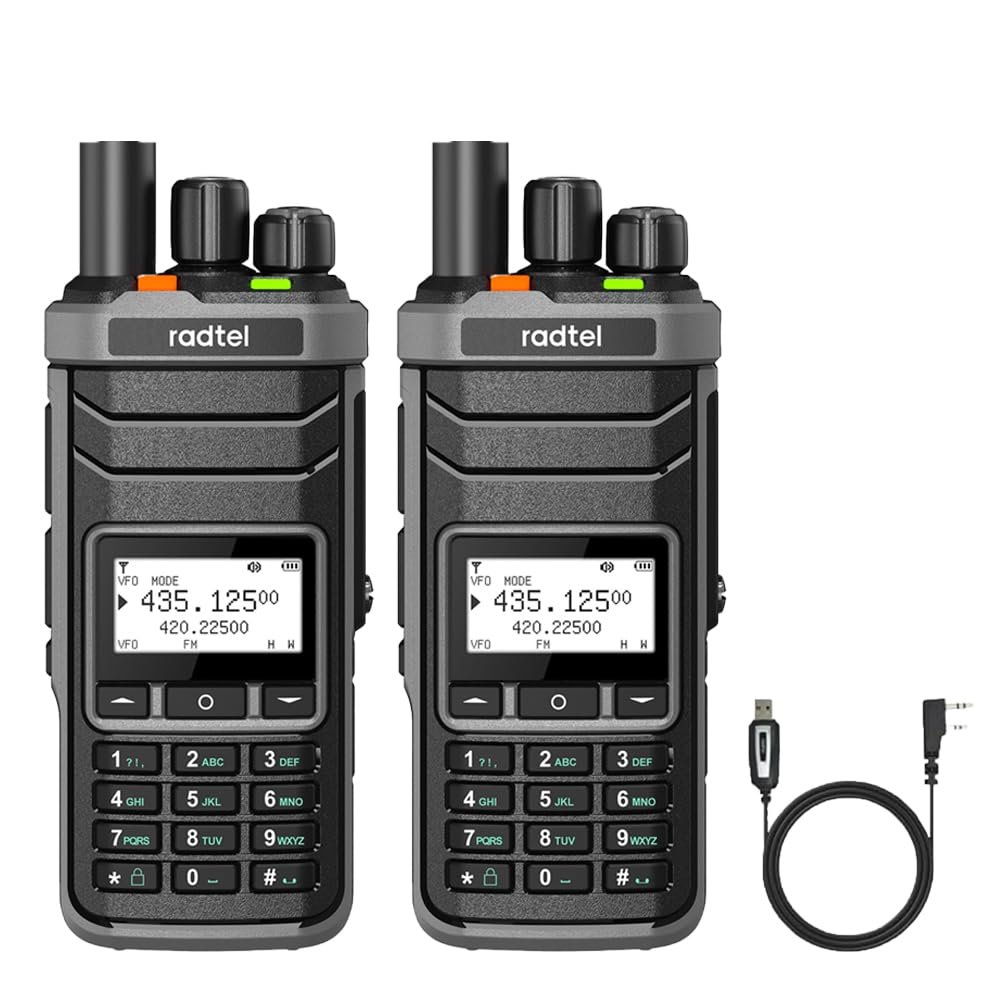 Radtel RT-860 ham Radio Dual Band Radio, HF/UHF/VHF with AM/USB/LSB/CB/SW/SSB, 1024 Channels, NOAA Weather Alert, Type-C Charging, Aviation AM Reception with Programming Cable (2 Pack)