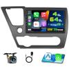 4+64G Car Radio for Honda Civic 2013-2017, 9'' IPS Touchscreen Stereo Android 15 Wireless Carplay Android Auto 32EQ 5G WiFi 1080P Bluetooth +Free AHD Backup Camera view 1