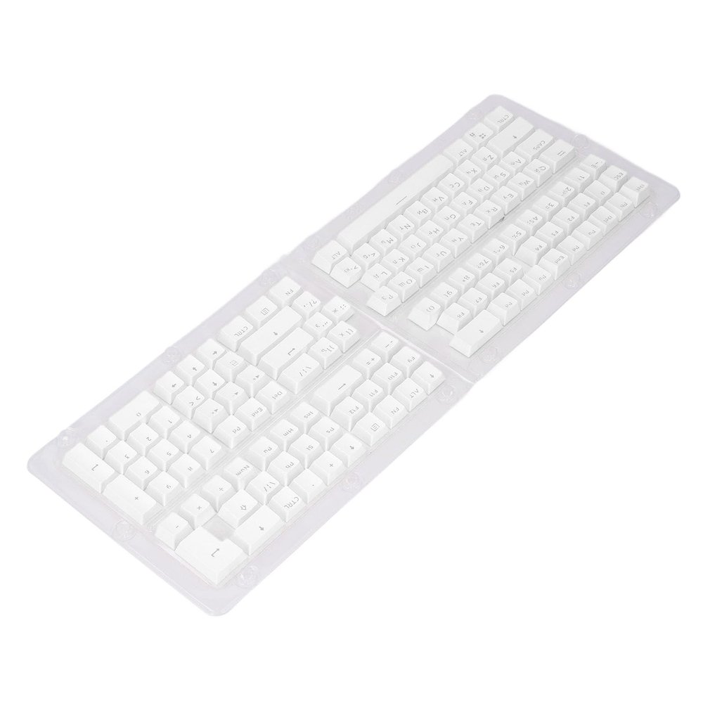 AYNEFY Russian Keyboard Keycaps Set Ergonomic Matte White Replacement Keycaps for Mechanical Keyboards (104-Key Layout, Compatible with Switches)