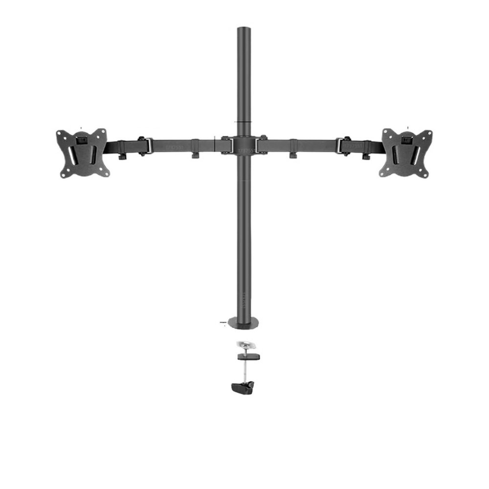ADPVRLUQ 80cm DL-T902-280II Full Motion Dual Monitor Desk Stand 10"-27" Clamp Grommet Hole Base PC Mount Foldable Arm 12kg(DL-T902-280-G)