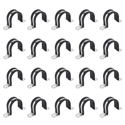 3/4 Inch 20 PCS 2 Holes Rubber Cushioned U Bracket Clamp, Reinforced Rigid Pipe Strap, Stainless Steel Conduit Straps Cable Clamp (20 mm) by Tavonuxt