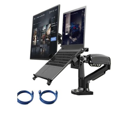 ADPVRLUQ F160 10-17.3 inch Laptop Stand 360 Degree Rotation 10-27 inch Pneumatic Full Motion Gas Support LCD TV Desktop Screen Stand
