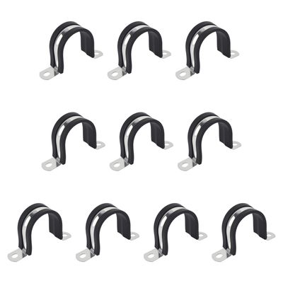 3 Inch 10 PCS 2 Holes Rubber Cushioned U Bracket Clamp, Reinforced Rigid Pipe Strap, Stainless Steel Conduit Straps Cable Clamp (77 mm) by Tavonuxt