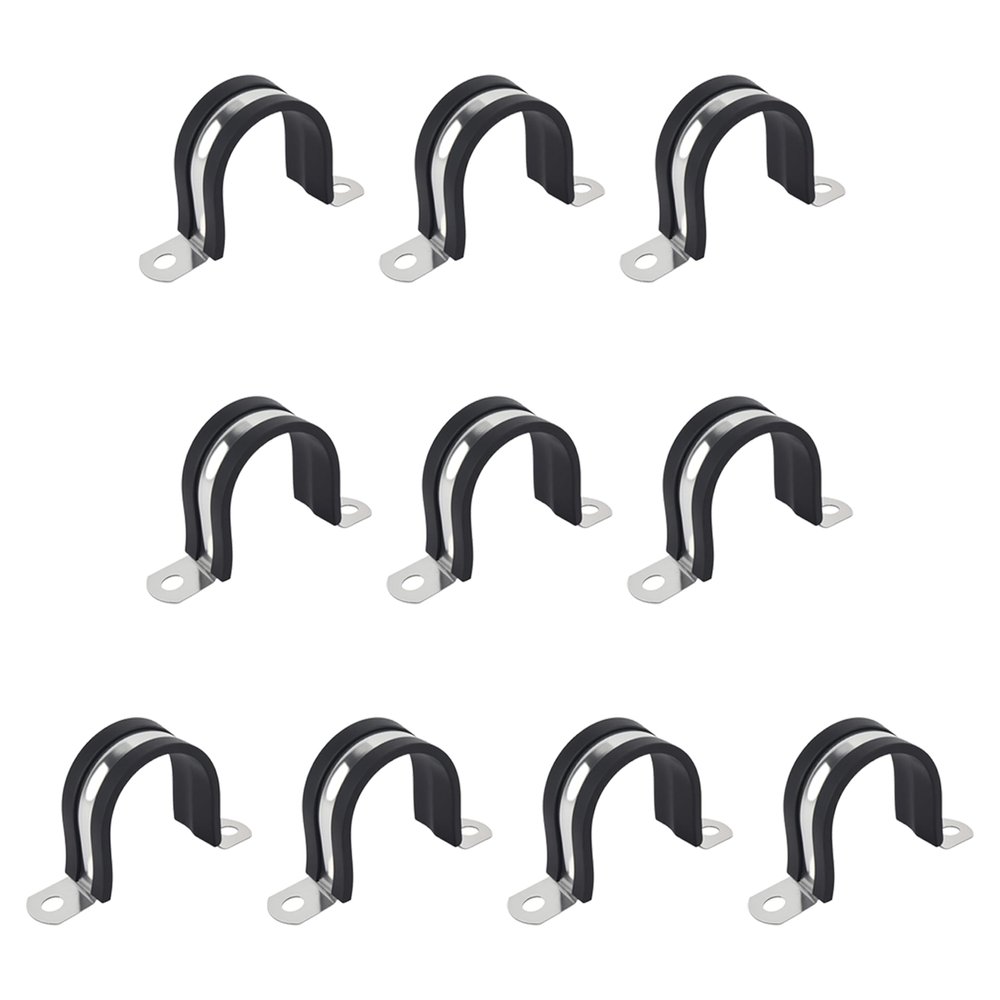 3 Inch 10 PCS 2 Holes Rubber Cushioned U Bracket Clamp, Reinforced Rigid Pipe Strap, Stainless Steel Conduit Straps Cable Clamp (77 mm) by Tavonuxt