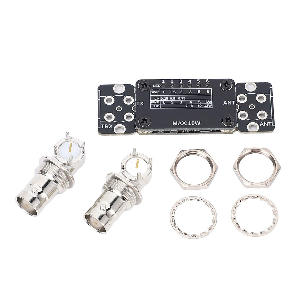 QRP SWR Meter Kit, 1 to 50MHz Multi Purpose QRP SWR Meter, Power Amplifier Accessory, with Removable BNC Soldering Plates, SWR Power Display
