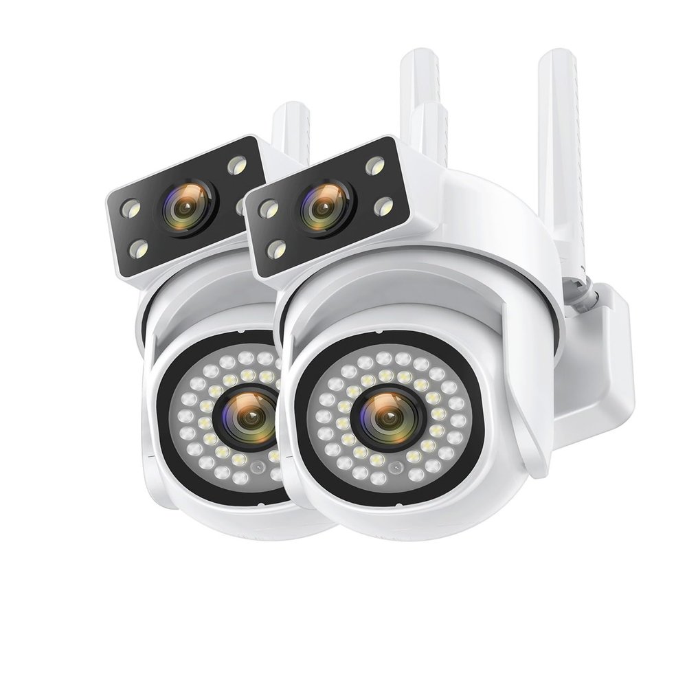 TWSYOXPR 1/4PCS 8MP WiFi Camera IP Outdoor 8X Zoom 5G Wireless Security Monitor AI Smart Tracking Surveillance Cameras 6MP Two-Way Audio(UK Plug,8MP 64G Card 2PCS)