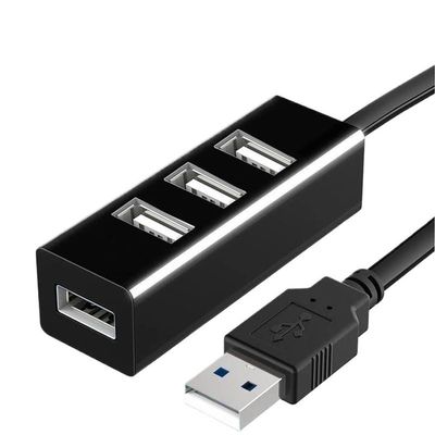 BOXUWFO HONGP USB 2.0 Hub USB Hub 2.0 Multi USB Splitter Hub Use Power Adapter 4 Port Multiple Expander USB 2.0 Hub(Black 120CM Cable)
