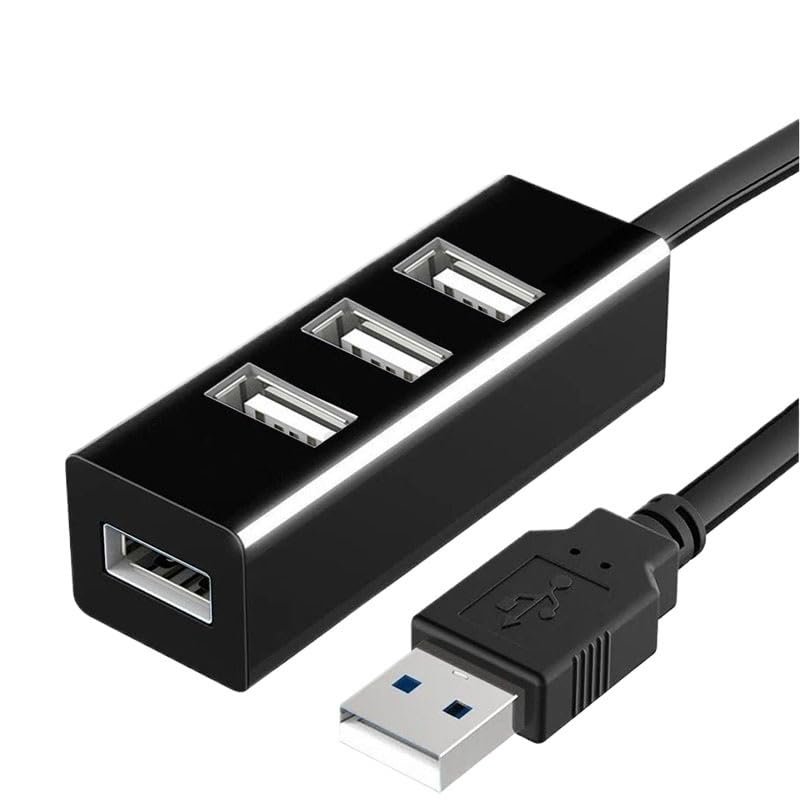 BOXUWFO HONGP USB 2.0 Hub USB Hub 2.0 Multi USB Splitter Hub Use Power Adapter 4 Port Multiple Expander USB 2.0 Hub(Black 120CM Cable)