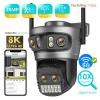 TWSYOXPR 20MP 8K HD WiFi Camera 10X Zoom Four Lens Three Screen Auto Tracking Security Protection 4K PTZ CCTV Video Surveillance(AU Plug,20MP 128G SD Card) view 2