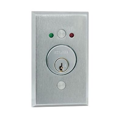 653-04 630 L2 650 Series Key Switches, SPDT Maintained Single Direction with LEDs (Red/Green), Dual Voltage 12/24V DC, Satin Stainless Steel