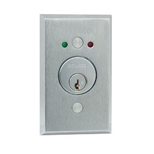 653-04 630 L2 650 Series Key Switches, SPDT Maintained Single Direction with LEDs (Red/Green), Dual Voltage 12/24V DC, Satin Stainless Steel