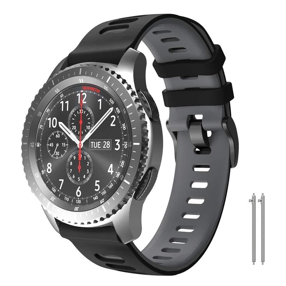 AEHON For Gear S3 Frontier/Classic Band Galaxy Watch 46mm, 22mm Soft Silicone Replacement Band For Gear S3 Frontier/S3 Classic/Galaxy Watch 3 45mm/Ticwatch Pro S2/E2(Blackgray)