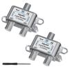 Adoreen 2 Pack 2-Way Coaxial Cable Splitter, 10-2602MHz Mini Bi-Directional Digital Signal RG6/RG59 Coax Indoor&Outdoor for CATV, Satellite, Antenna, MoCA, Internet+ Screwdriver-1 in 2 Out Ports view 1