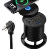 3 Inch Desk Power Grommet with 10W Wireless Charger, 20W USB C Fast Charging Station,2 AC TR Outlets, Round Flush-Mount Recessed Power Strip for Conference Rooms, Office Tables, Furniture, 6FT Cord view 1