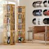 XIMN 360 Rotating Bamboo CD/DVD Shelf - 6-Tier Space-Saving Media Storage Cabinet for Movies, Organizer with Super Compact Design view 2