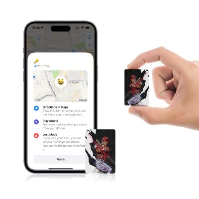 Black Emblem Item Tracker, Works with Apple Find My (iOS Only), Rechargeable Bluetooth Tag, Key Finder with Sound,Air Tracker Card for Keys, Wallet, Luggage, Backpack(E)