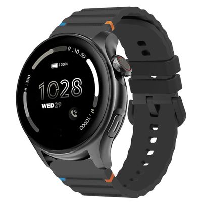 Compatible with Cubitt Viva Pro Smart Watch Band, Lamshaw New Silicone Woven Line Adjustable Replacement Strap Compatible with Cubitt Viva Pro, Viva, Aura Pro, Aura Smart Watch (Black, 22mm size band)