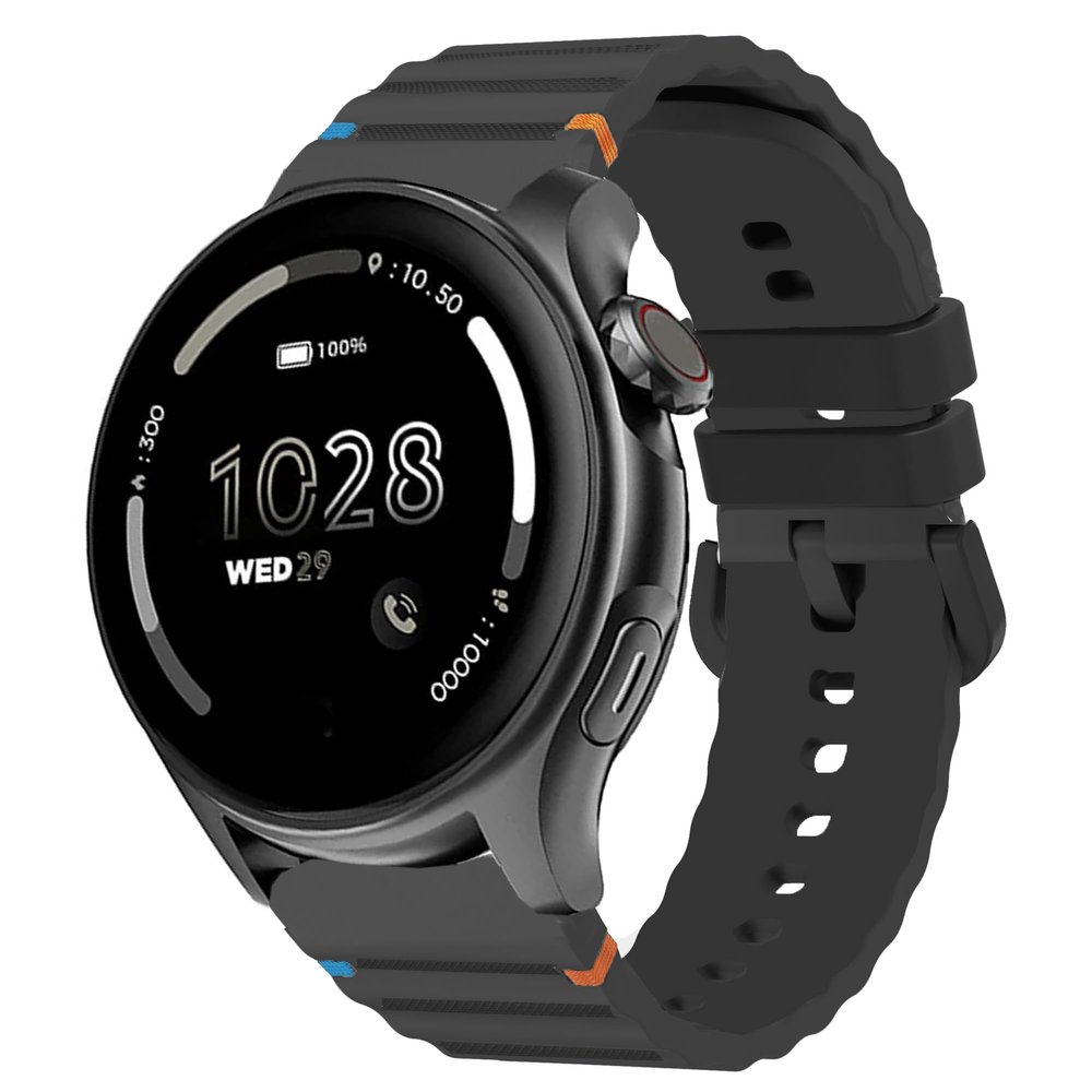 Compatible with Cubitt Viva Pro Smart Watch Band, Lamshaw New Silicone Woven Line Adjustable Replacement Strap Compatible with Cubitt Viva Pro, Viva, Aura Pro, Aura Smart Watch (Black, 22mm size band)