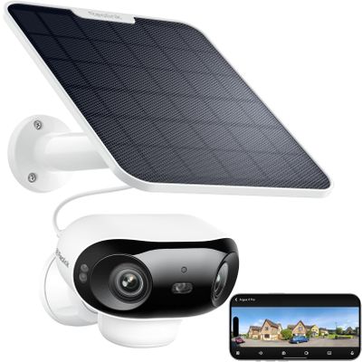 REOLINK Argus 4 Pro 4K Solar Security Cameras Wireless Outdoor, 180 Dual-Lens 8MP Camera for Home Security, ColorX Night Vision, Smart People/Vehicle/Animal Detection, No Subscription, Local Storage