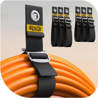 6Pack 14"/18" One-Hand Operation [1s Gravity-Tighten] Extension Cord Holder Organizer, Adjustable Storage Strap for RV Shed Workshop Garage Organization, Tools Gadgets Accessories Gifts for Dad Father