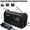 NOAA AM FM Emergency Weather Radio 20000mAh, Solar Hand Crank Radio with Cell Phone Charger, SOS Alarm, Flashlight & Reading Lamp for Hurricane, Power Outage & Outdoor Survival (Black) view 4