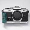 Handmade Wooden Handle Grip L Plate Alloy Base for OM System OM-3 Camera (Teal stabilized Wood + Silver Base) view 1