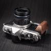 Handmade Wooden Handle Grip L Plate Alloy Base for OM System OM-3 Camera (Walnut + Silver Base) view 3